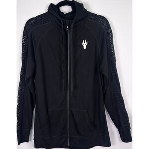 Disney Villains Maleficent Black Mesh Sleeve Zip Juniors Size 1 Active Jacket